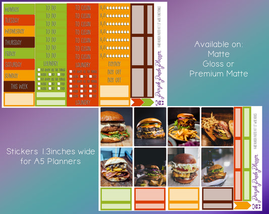 Weekly Photo Kit 1.3inch Wide for A5 Planners | Burger | K402-403