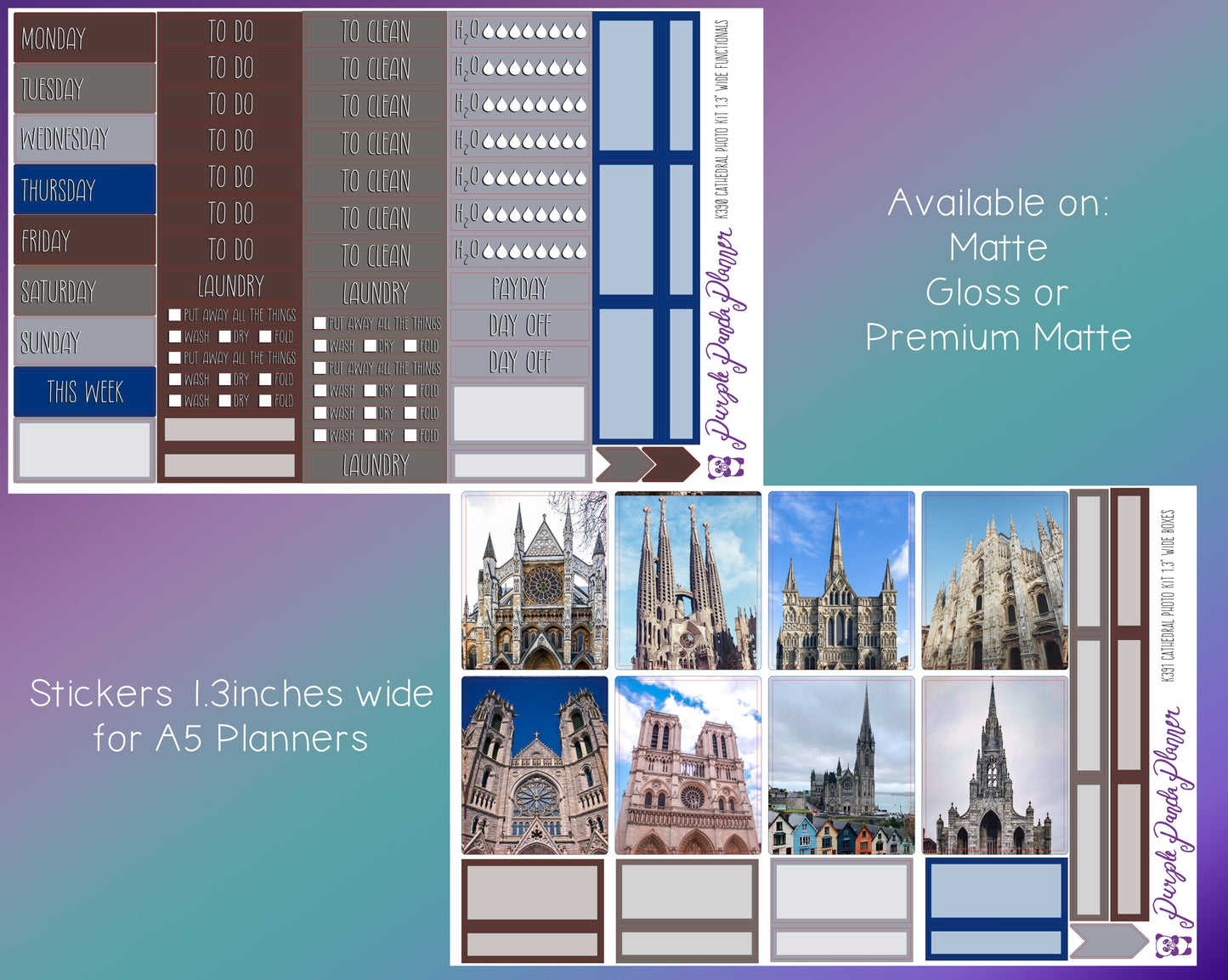 Weekly Photo Kit 1.3inch Wide for A5 Planners | Cathedral | K390-391