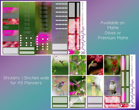 Weekly Photo Kit 1.3inch Wide for A5 Planners | Hummingbird | K408-409