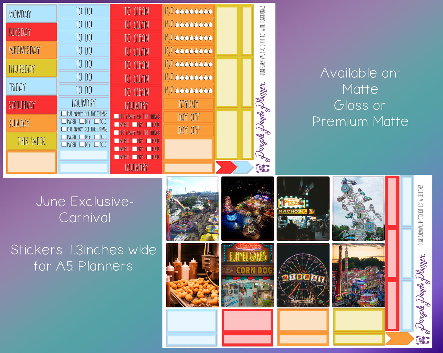 Weekly Photo Kit 1.3inch Wide for A5 Planners | June Exclusive-Carnival |