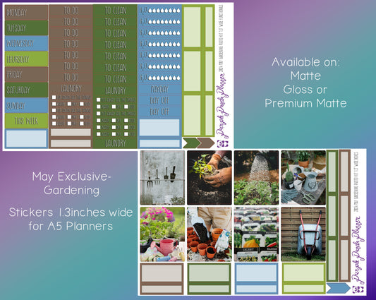 Weekly Photo Kit 1.3inch Wide for A5 Planners | May Exclusive-Gardening |