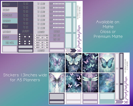 Weekly Photo Kit 1.3inch Wide for A5 Planners | Moonlight Flutter | K362-363