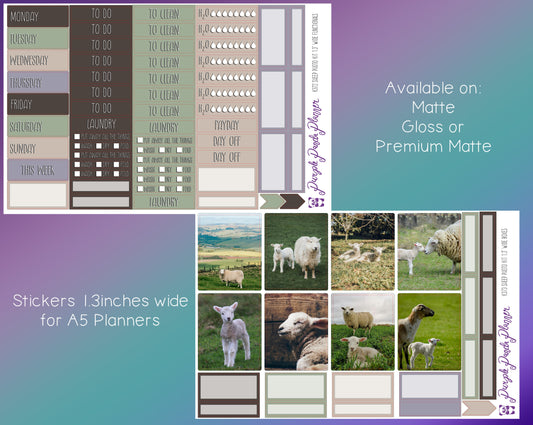 Weekly Photo Kit 1.3inch Wide for A5 Planners | Sheep | K372-373
