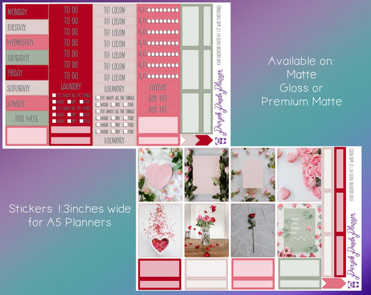 Weekly Photo Kit 1.3inch Wide for A5 Planners | Valentine | K348-349