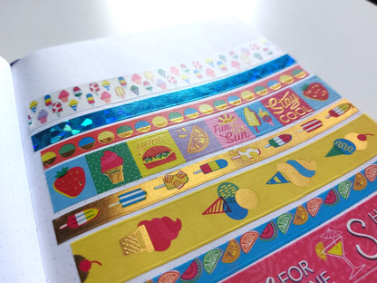 Summer Ice Cream Washi Tape SAMPLES with Foil Options