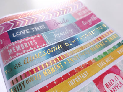 Pastel Washi Tape SAMPLES with Foil Options