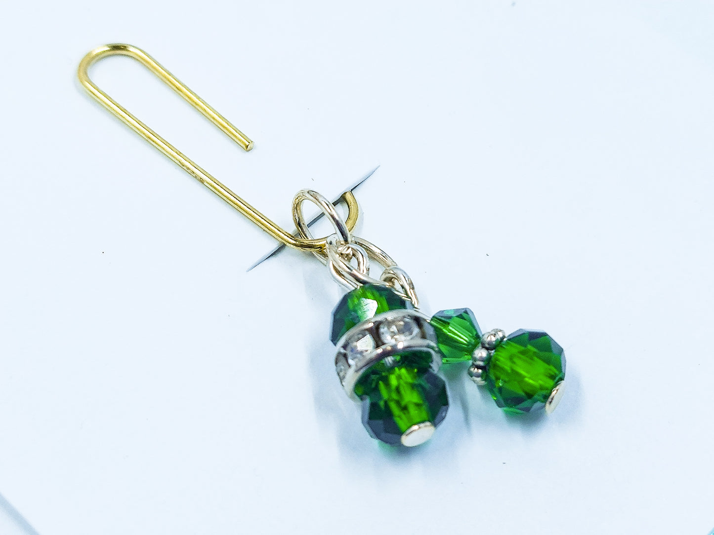 Birthstone Collection : May - Emerald, Beaded Planner Charm Bookmark Paperclip