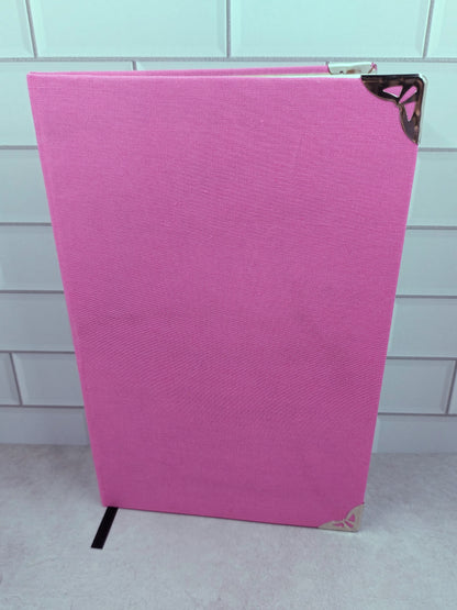 Handmade Bullet Journal -Pink Cloth Cover - Cherry Blossom End Pages