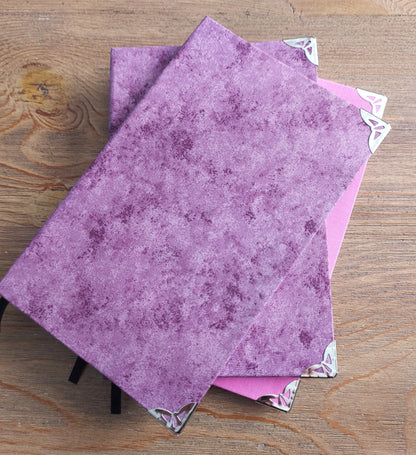 Handmade Bullet Journal - Marble Purple Cloth Cover - Moonlight Castle End Pages