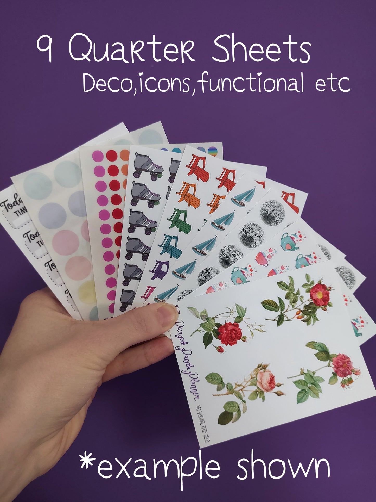 Clearance Bundle - 9 "Quarter" Sheets (deco, icons, functionals etc)