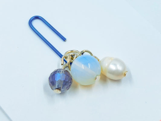 Birthstone Collection : June - Alexandrite, Moonstone & Pearl, Beaded Planner Charm Bookmark Paperclip