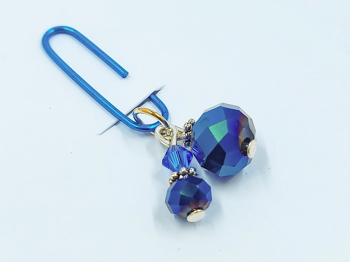 Birthstone Collection : September - Sapphire, Beaded Planner Charm Bookmark Paperclip