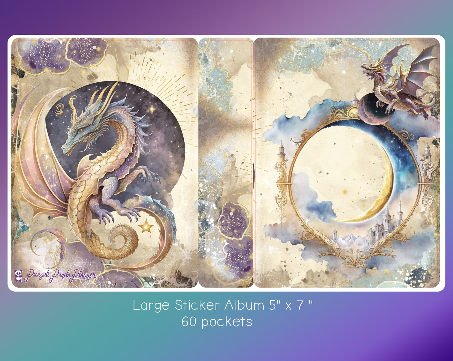 Large Sticker Album (5" x 7") - Celestial Dragons Cover with Holo Laminate Overlay