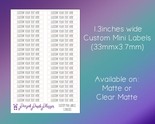 CUSTOM Script Mini Labels 1.3inches wide (33mmx3.7mm)