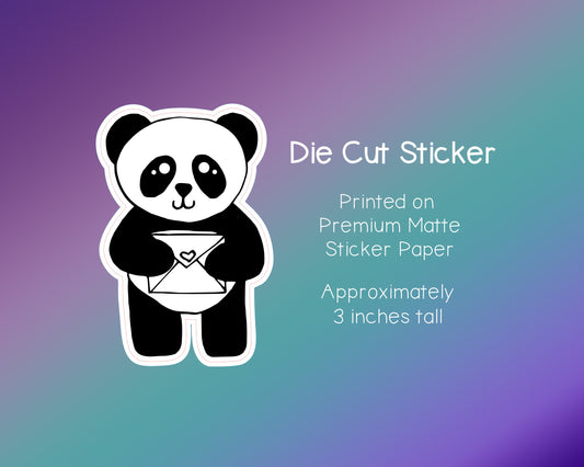 Die Cut Sticker - Panda with Happy Mail Envelope - Premium Matte Sticker (12)