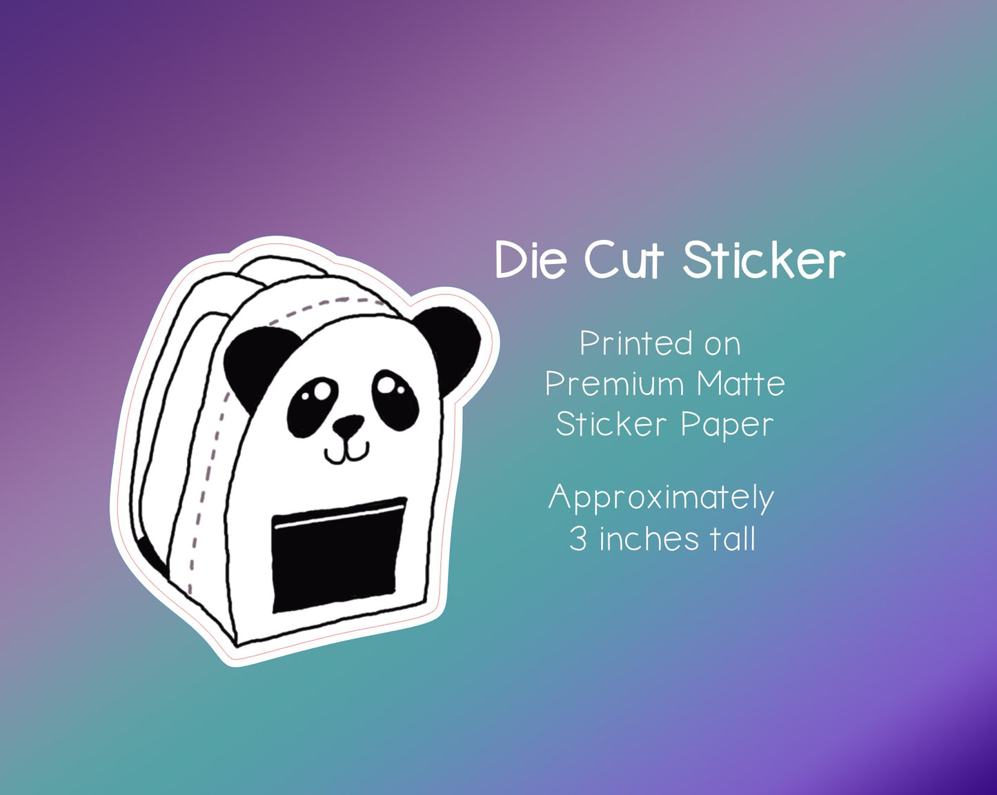 Die Cut Sticker - Panda Backpack - Premium Matte Sticker (13)