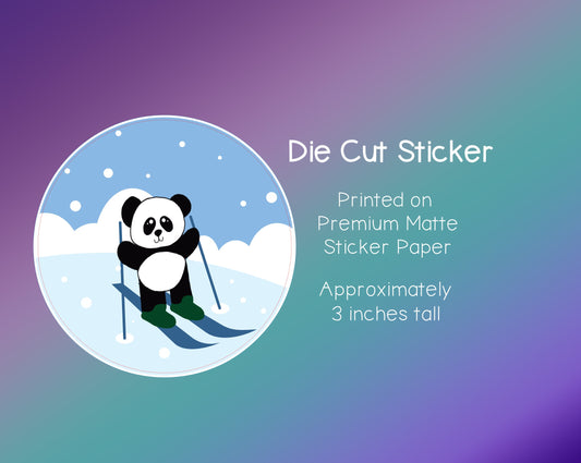 Die Cut Sticker - Panda Skiing - Premium Matte Sticker (14)