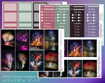 Vertical Weekly Photo Kit | Fireworks | Stickers for Planner, or Bullet Journal (K326-329)