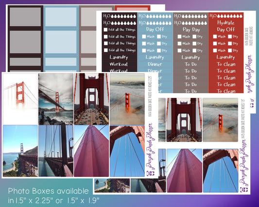 Vertical Weekly Photo Kit | Golden Gate | Stickers for Planner, or Bullet Journal (K414-417)