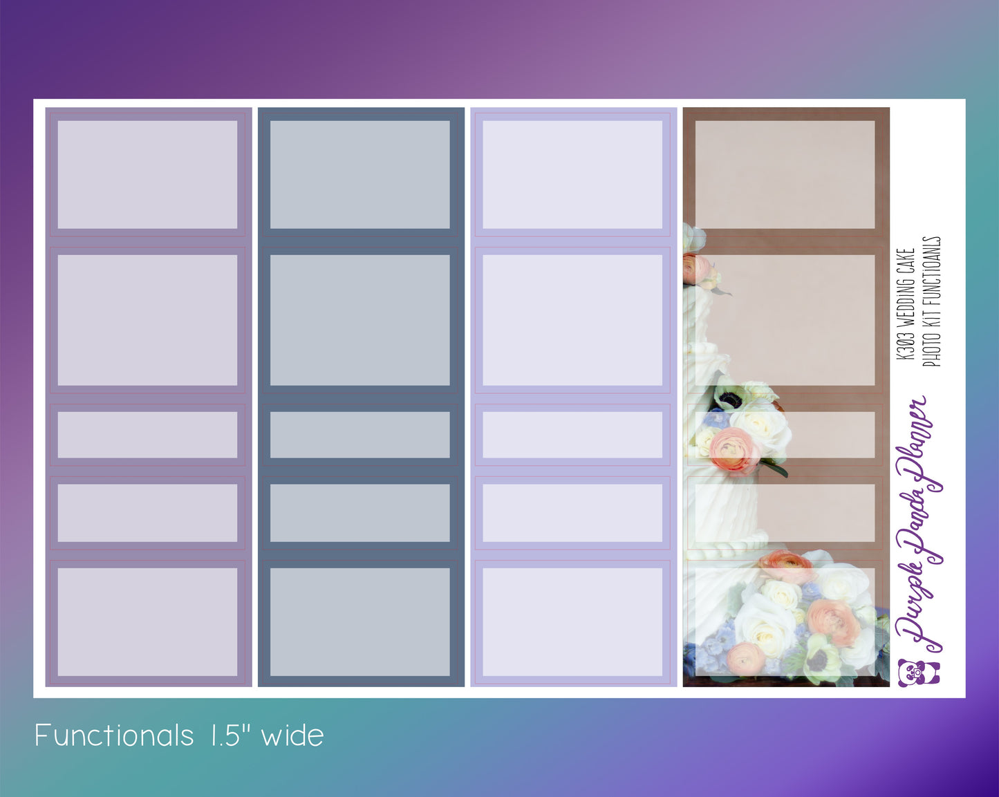 Vertical Weekly Photo Kit | Wedding Cake | Stickers for Planner, or Bullet Journal (K300-303)