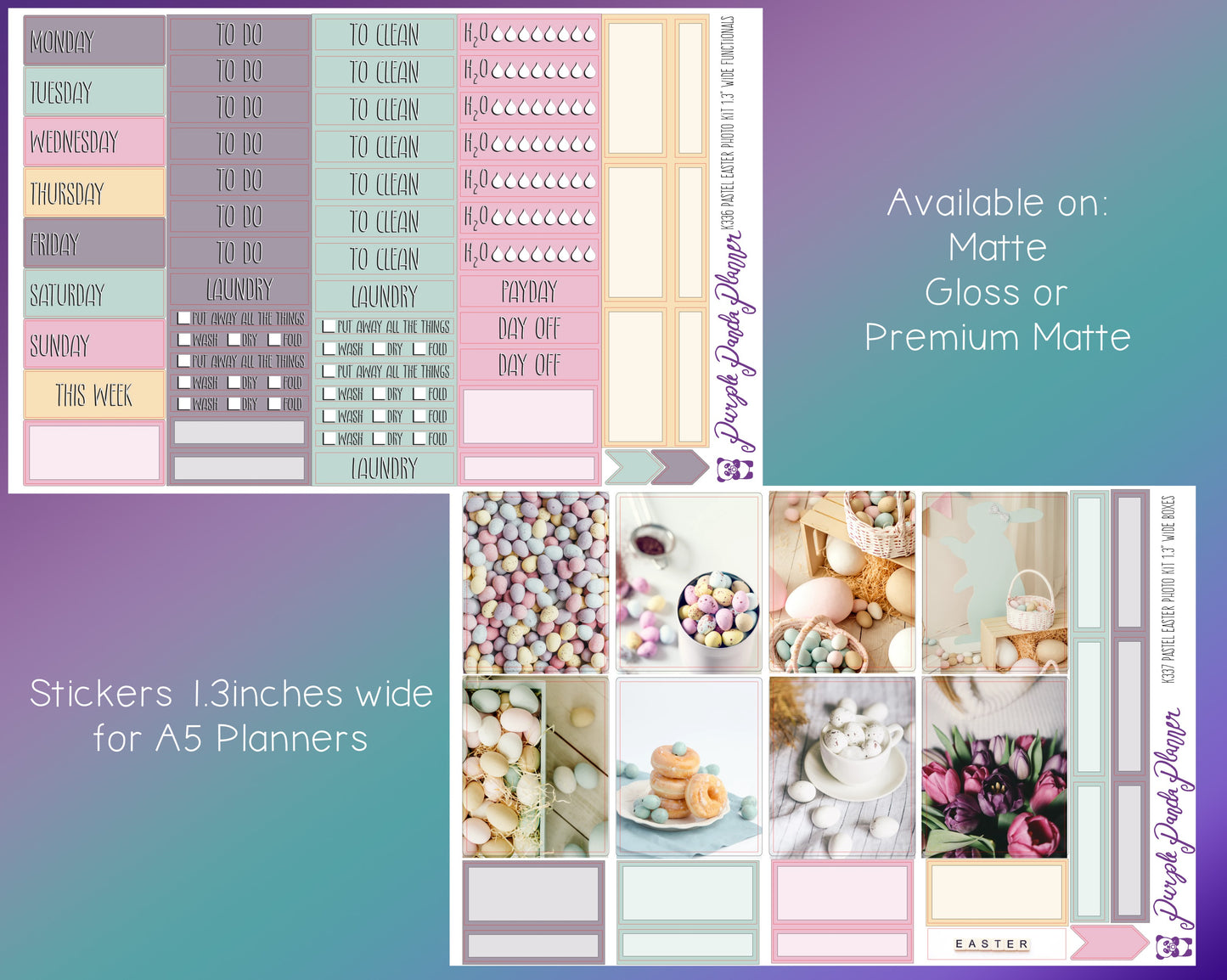 Weekly Photo Kit 1.3inch Wide for A5 Planners | Pastel Easter | K336-337