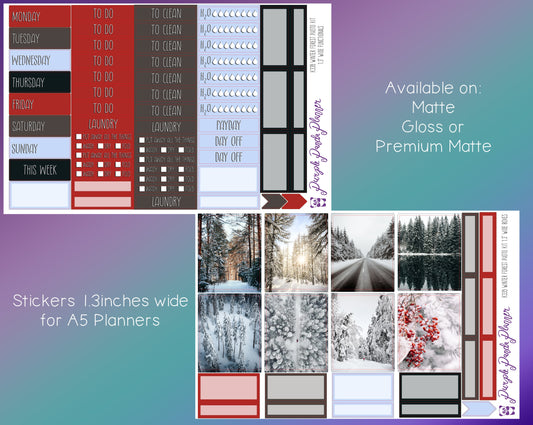 Weekly Photo Kit 1.3inch Wide for A5 Planners | Winter Forest | K337-338