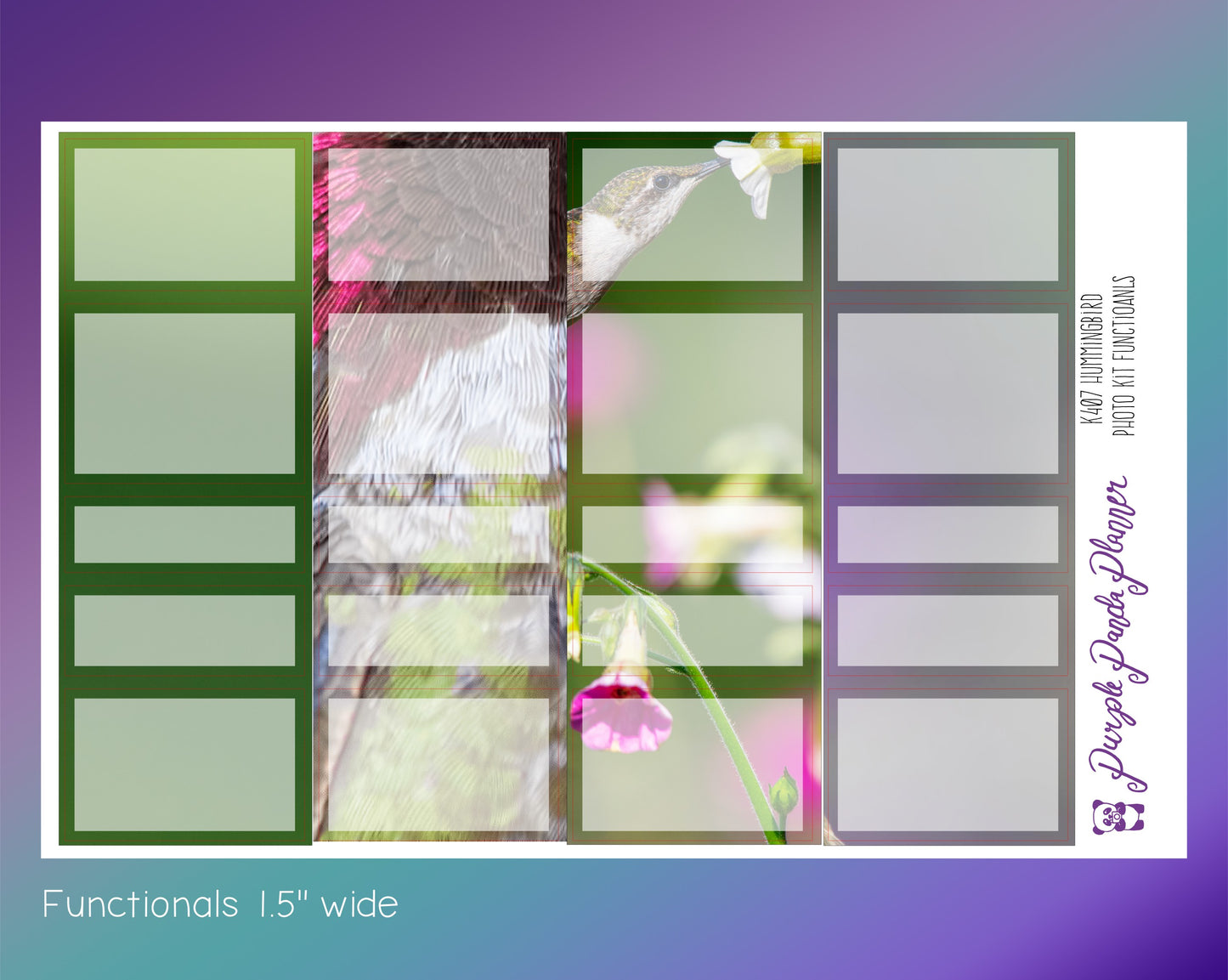 Vertical Weekly Photo Kit | Hummingbird | Stickers for Planner, or Bullet Journal (K404-407)