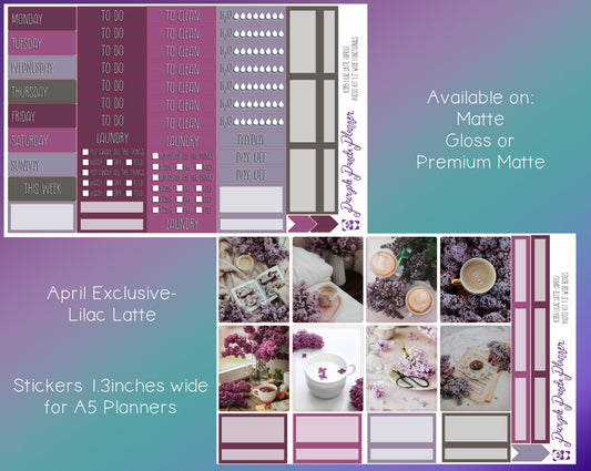 Weekly Photo Kit 1.3inch Wide for A5 Planners | April Exclusive-Lilac Latte |