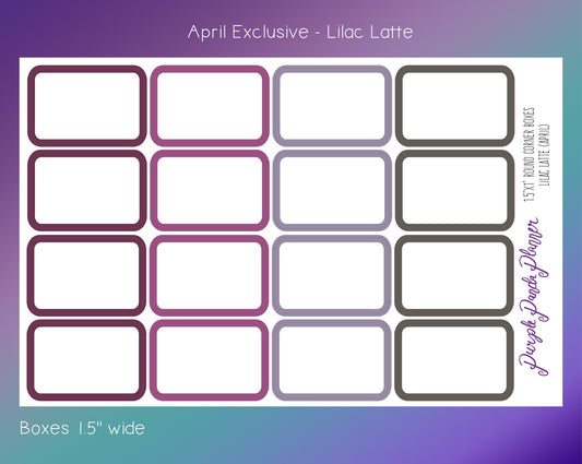 April Exclusive - Lilac Latte - Round Corner 1.5inch Wide Boxes