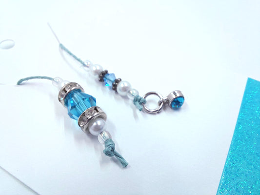 Birthstone Collection : March-Aquamarine, Beaded Bookmark Charm for Planner, Bullet Journal, or Traveler's Notebook