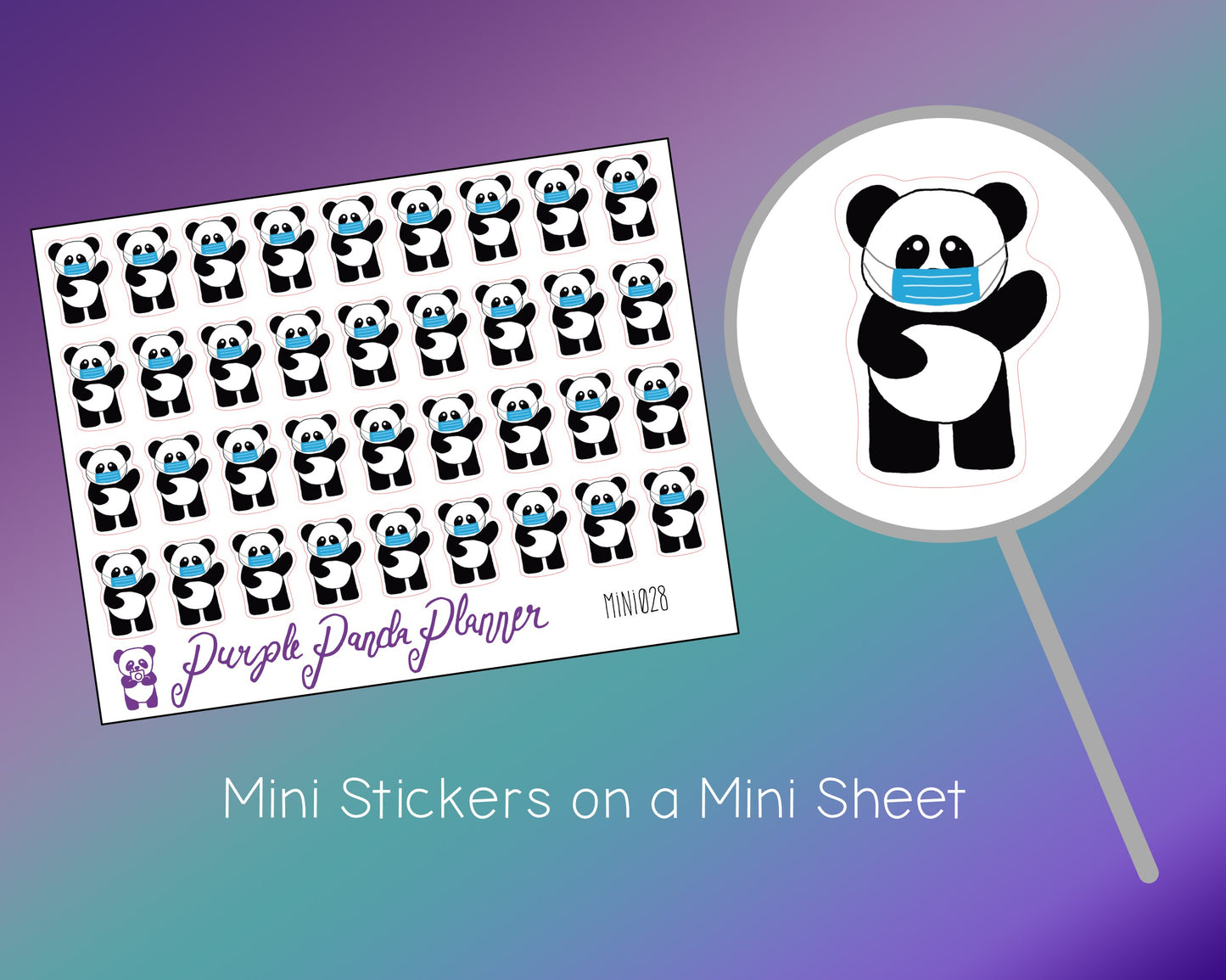 Panda Wears Face Mask Stickers |Mini028|