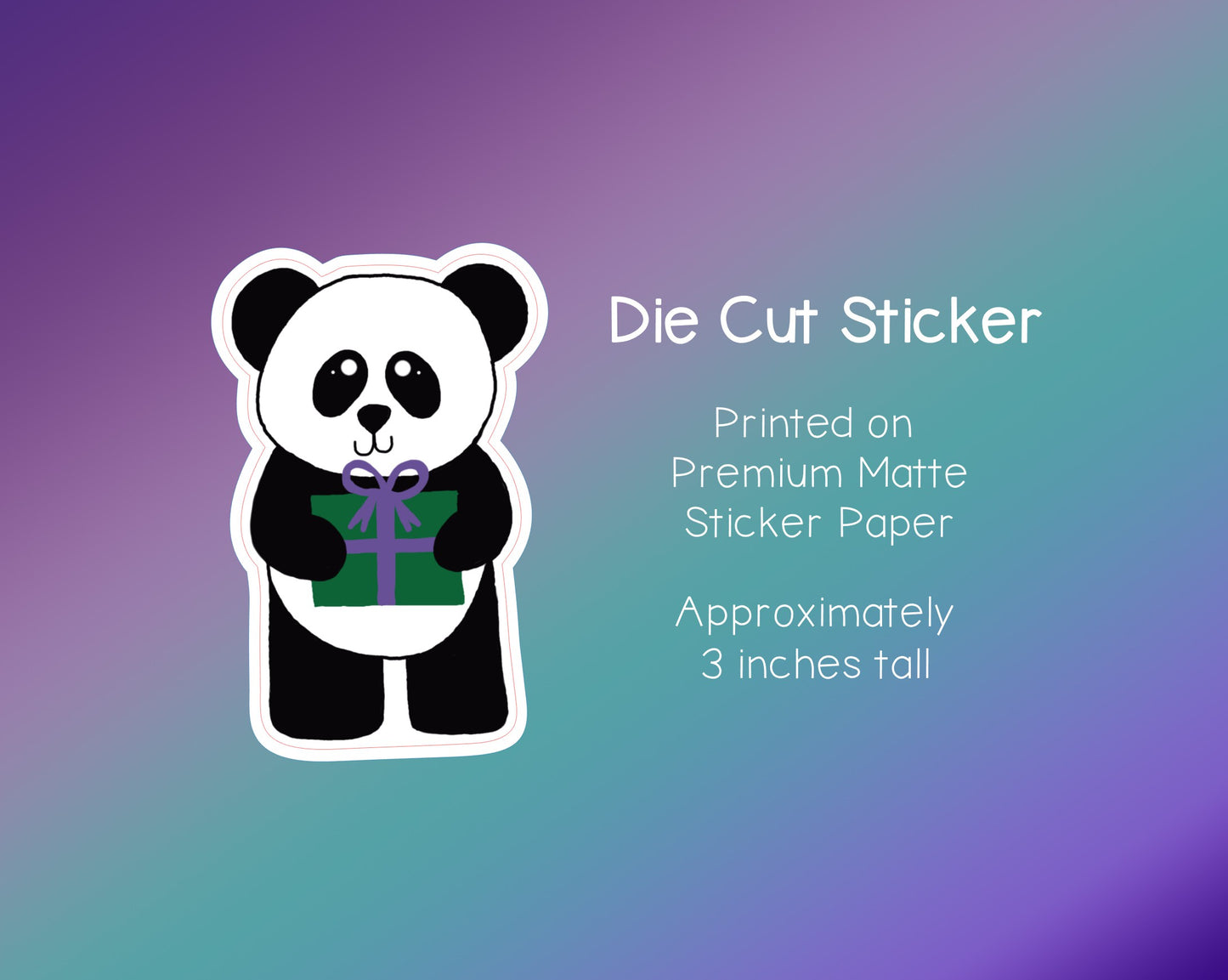 Die Cut Sticker - Panda with Gift - Premium Matte Sticker (10)
