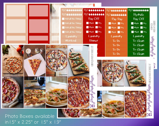 Vertical Weekly Photo Kit | Pizza | Stickers for Planner, or Bullet Journal (K308-311)