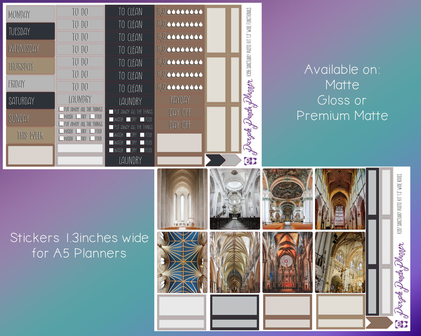 Weekly Photo Kit 1.3inch Wide for A5 Planners | Sanctuary | K396-397