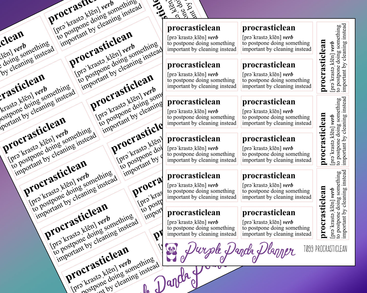Procrasticlean Dictionary Script Stickers |T099|