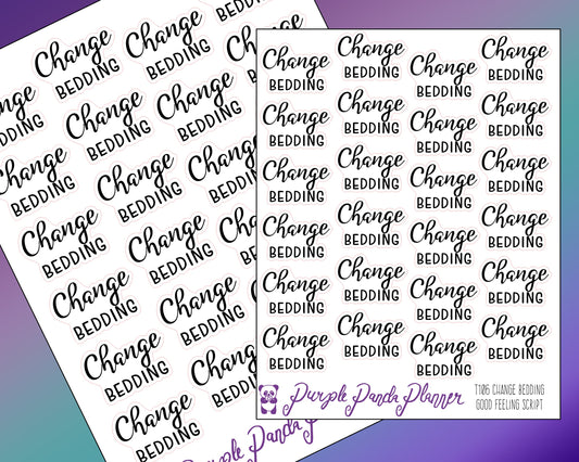 Change Bedding Script Stickers |T106|