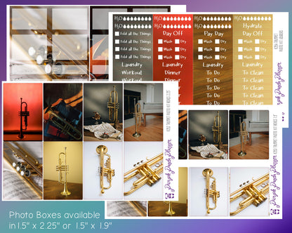 Vertical Weekly Photo Kit | Trumpet | Stickers for Planner, or Bullet Journal (K352-355)