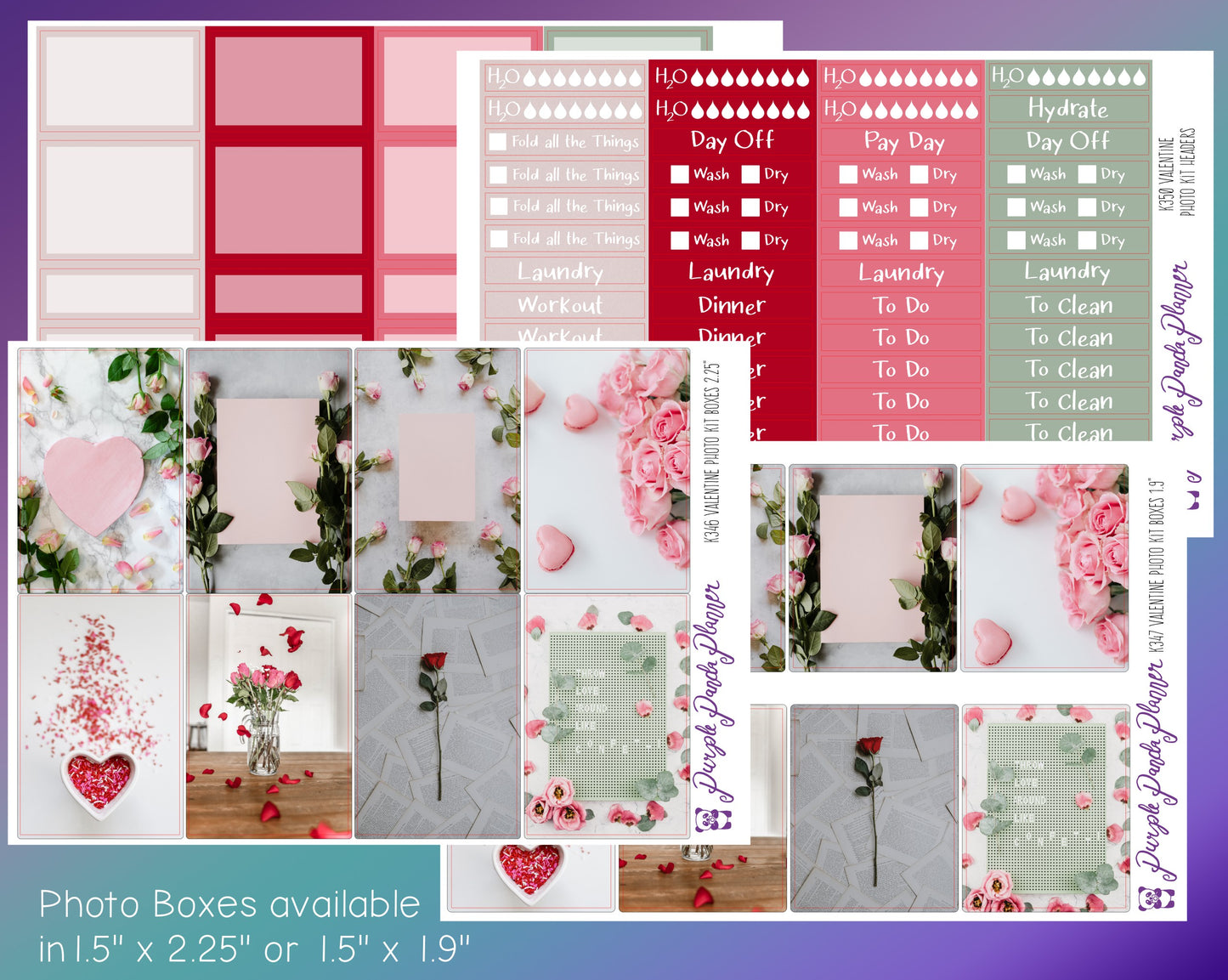 Vertical Weekly Photo Kit | Valentine | Stickers for Planner, or Bullet Journal (K346-351)