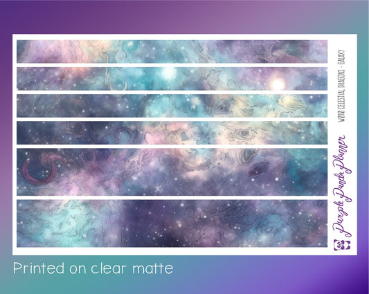 Celestial Dragons - Galaxy Washi Sticker Strips on Clear Matte |W010|
