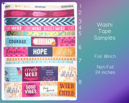 Wild Child Washi Tape SAMPLES with Foil Options