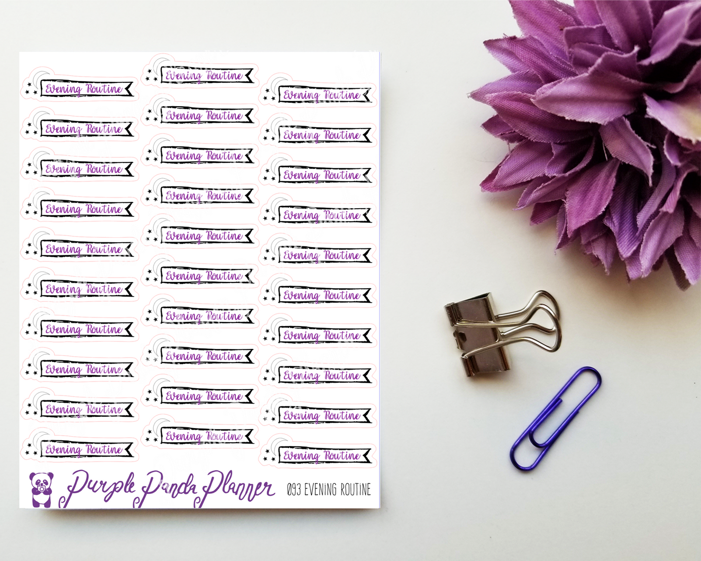 Evening Routine Banner 093 Planner or Bullet Journal Sticker for Functional Planning