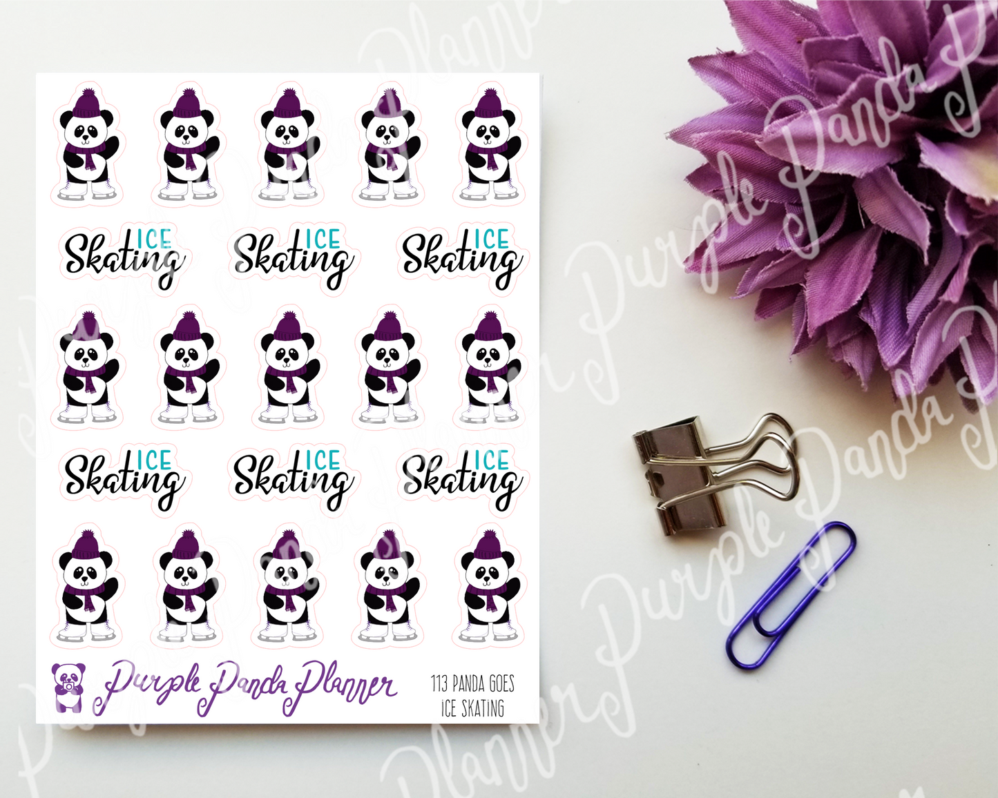 Panda Goes Ice Skating Stickers for Bullet Journal or Planner 113