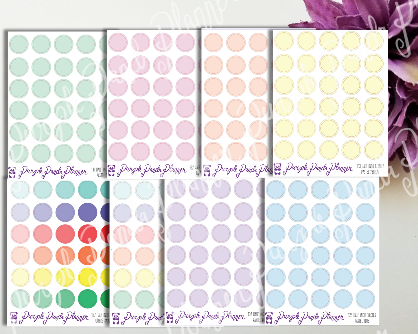 Half Inch Circles, Various Colours, Planner or Bullet Journal Stickers for Functional Planning 127-134