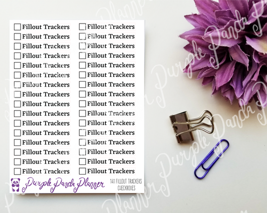 Fill Out Trackers Check Boxes 141, BUJO Check Boxes, Stickers for Planners or Bullet Journal