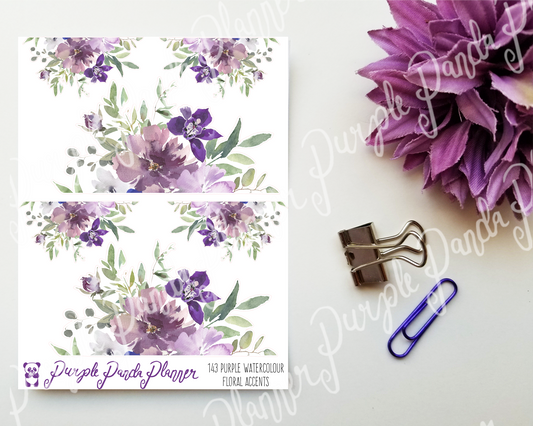 Purple Watercolour Floral Accent Stickers |143|