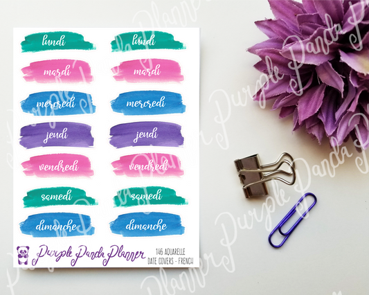 Date Covers - Aquarelle Brush Strokes - French 146