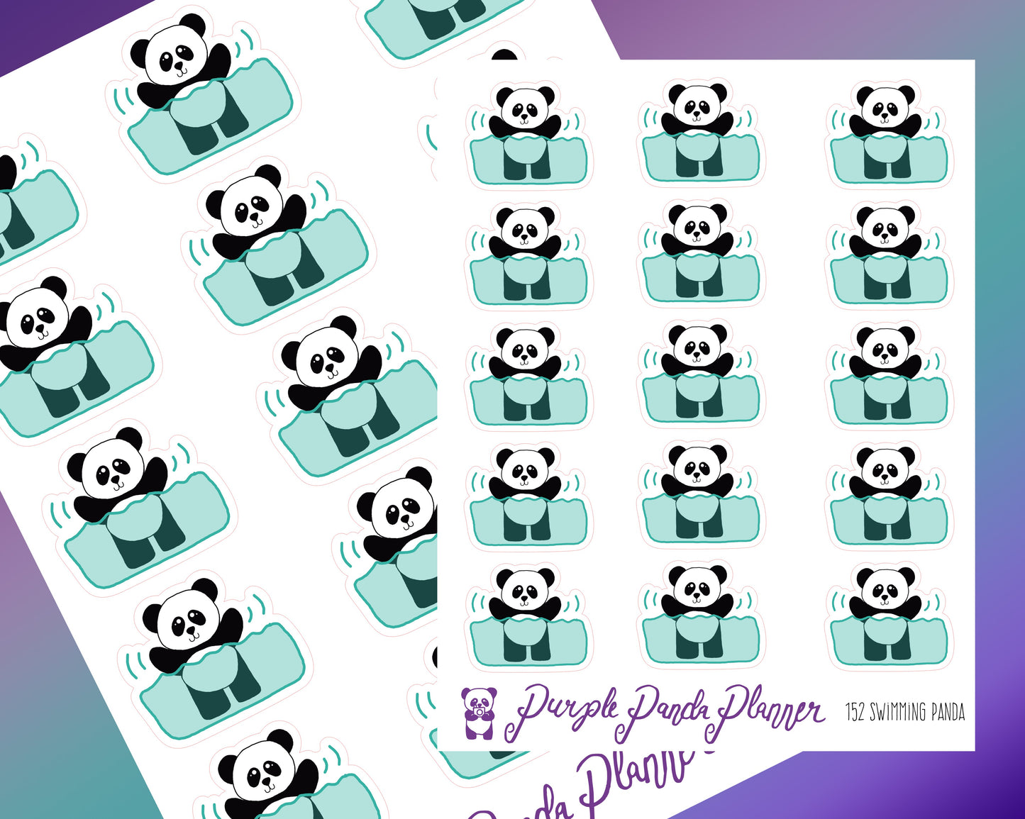 Swimming Panda 152 Planner or Bullet Journal Stickers for Functional Planning