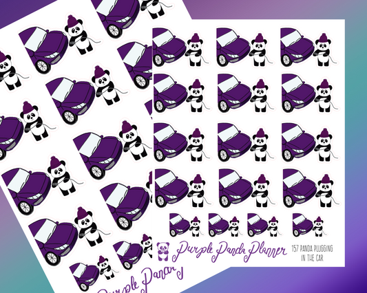 Panda Plugging in the Car 157 Planner or Bullet Journal Stickers for Functional Planning