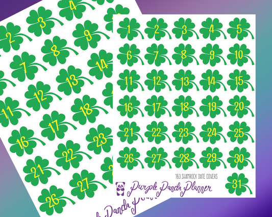 Shamrock Date Cover Number Stickers for Planner |163|
