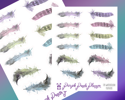 Watercolour Feather Stickers |176|